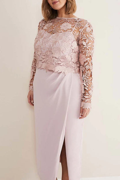 Two piece set of sheath/pillar, pink mother of the bride dress