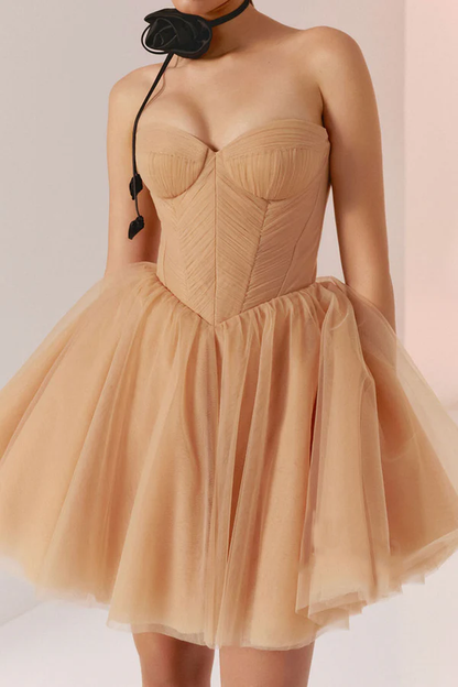Casual chiffon A-line sweetheart strapless Homecoming dress