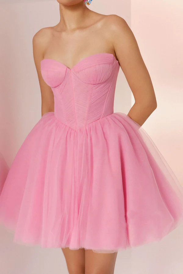 Casual chiffon A-line sweetheart strapless Homecoming dress