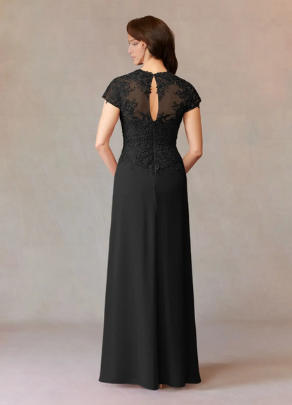 A-line evening gown lace chiffon dress mothers of the bride dresses