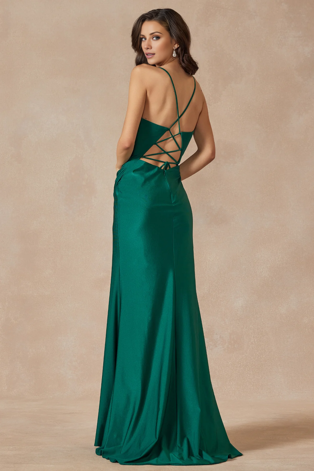 LD-A line tight corset sleeveless slim shoulder straps with side slit and floor length evening dress