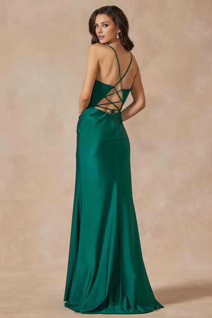 LD-A line tight corset sleeveless slim shoulder straps with side slit and floor length evening dress