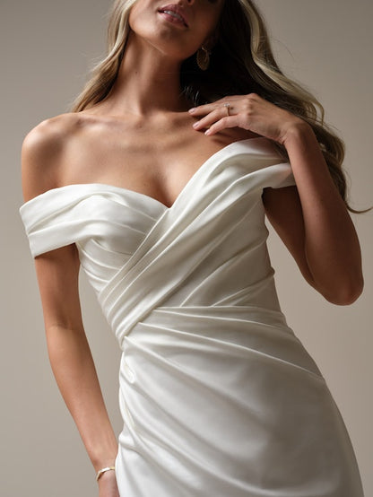 Mermaid Sparkling Satin Asymmetric and Ground length Wedding Dress