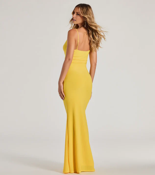 LD square neckline sleeveless thin shoulder strap backless and floor length evening dress