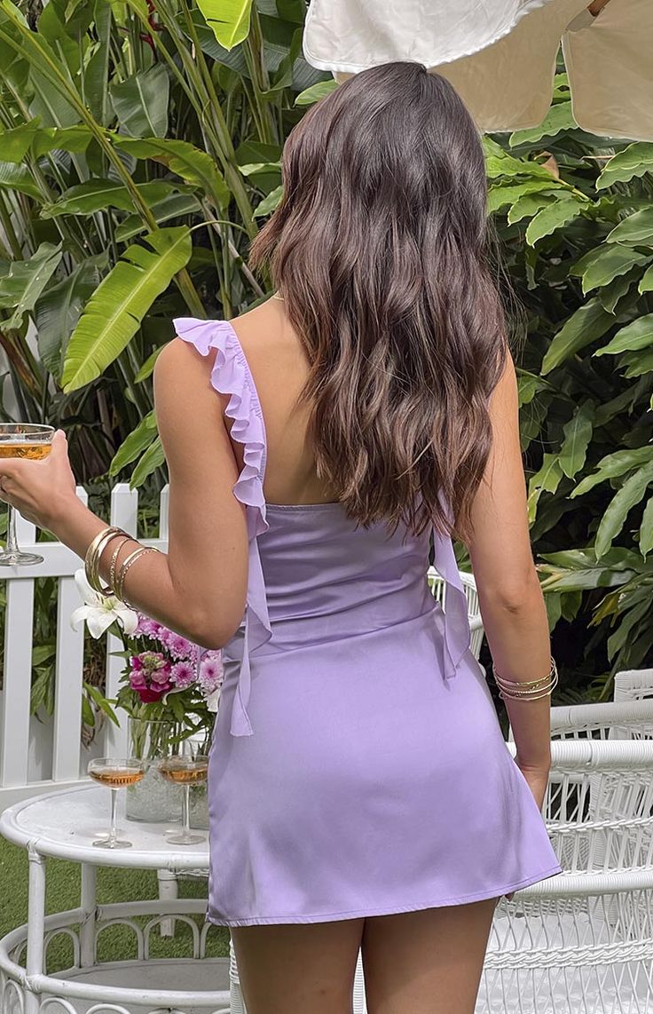 LD Unique A Line Sweetheart Purple Short Homecoming Dress with Ruffles