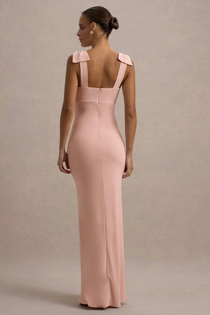LD - Mermaid Bareback Bow Strap and Ground length Prom Dress
