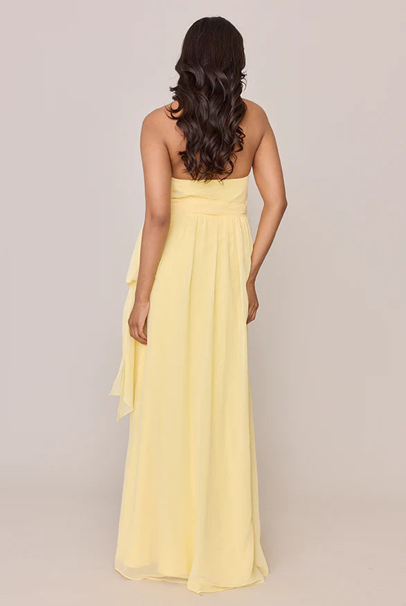 LD V collar hanging neck off shoulder thin shoulder strap open back side slit and floor length Prom dress
