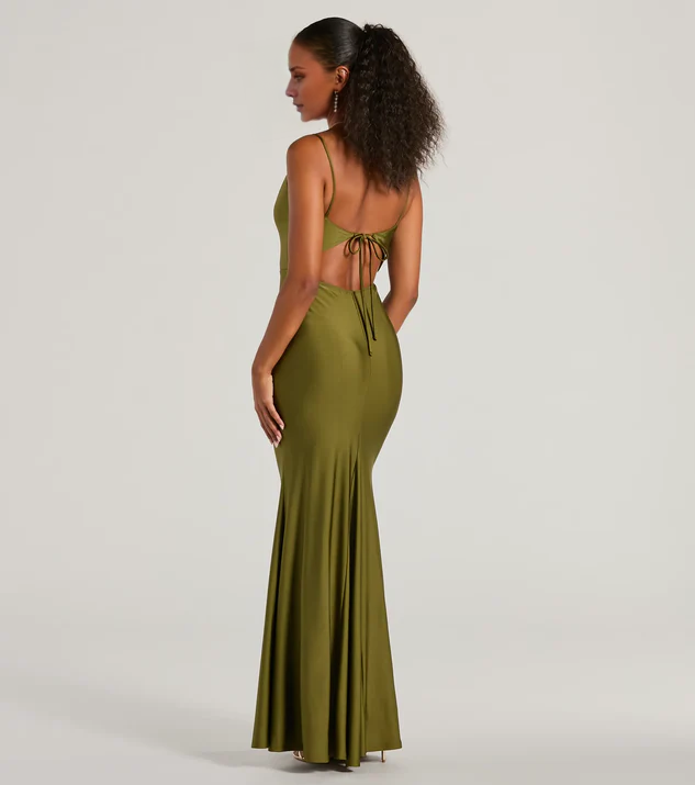 LD square neckline off shoulder sleeveless thin shoulder strap backless and floor length Prom dress