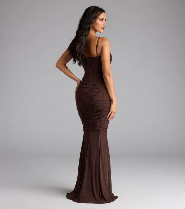 LD square neckline off shoulder sleeveless thin shoulder strap backless and floor length evening dress
