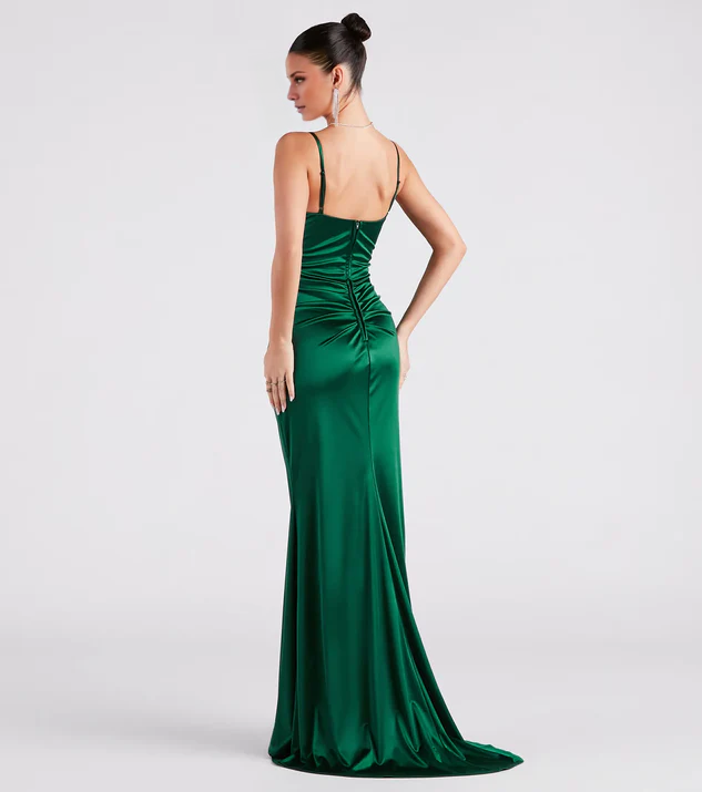 LD square neckline off shoulder sleeveless thin shoulder strap backless and floor length evening dress