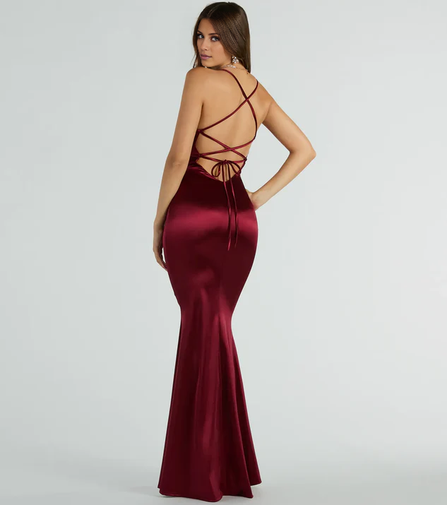 LD V collar off shoulder sleeveless backless back strap and floor length Prom dress