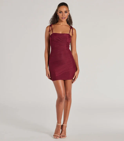 LD square neckline off shoulder sleeveless thin shoulder strap short Homecoming Dress