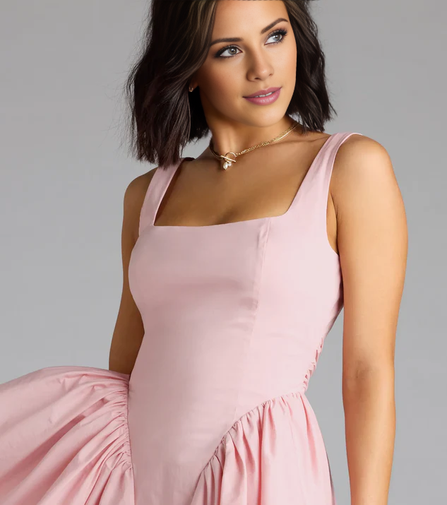 LD square neckline sleeveless backless bow short Homecoming Dresses