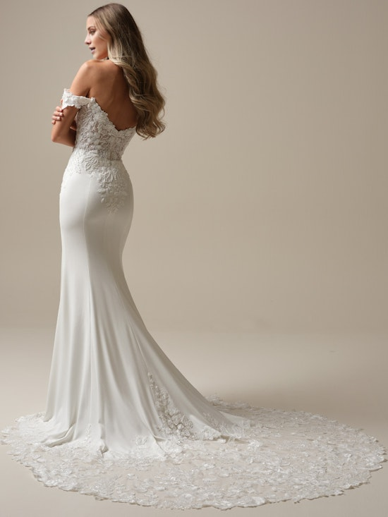 Mermaid lace tight slit and floor length wedding dress