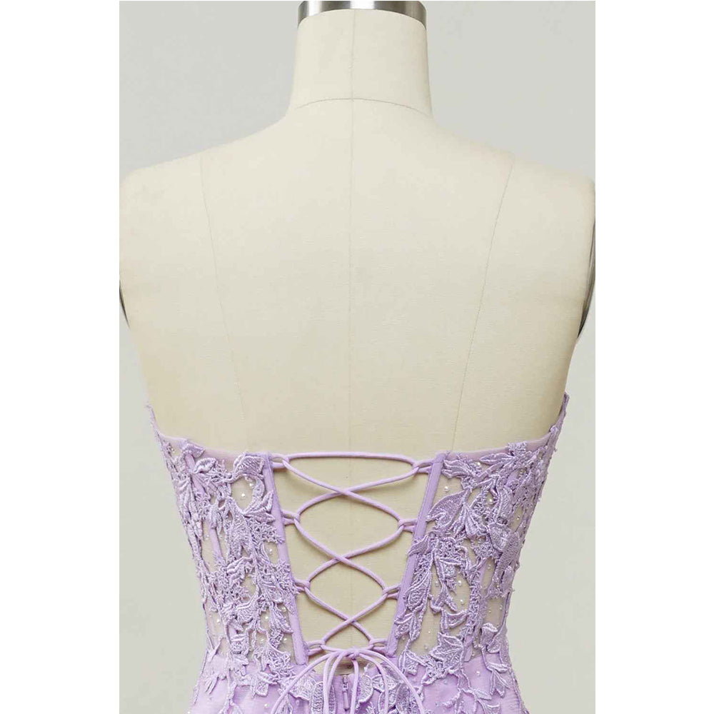 Purple Sweetheart Collar Sticker Mermaid Prom Dress
