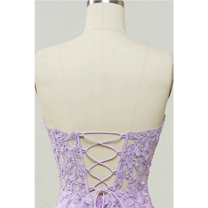 Purple Sweetheart Collar Sticker Mermaid Prom Dress