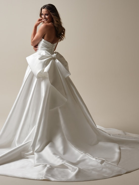 Asymmetric strapless sweetheart neck and floor length wedding dress
