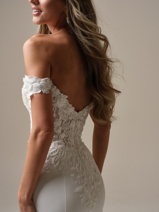 Mermaid lace tight slit and floor length wedding dress