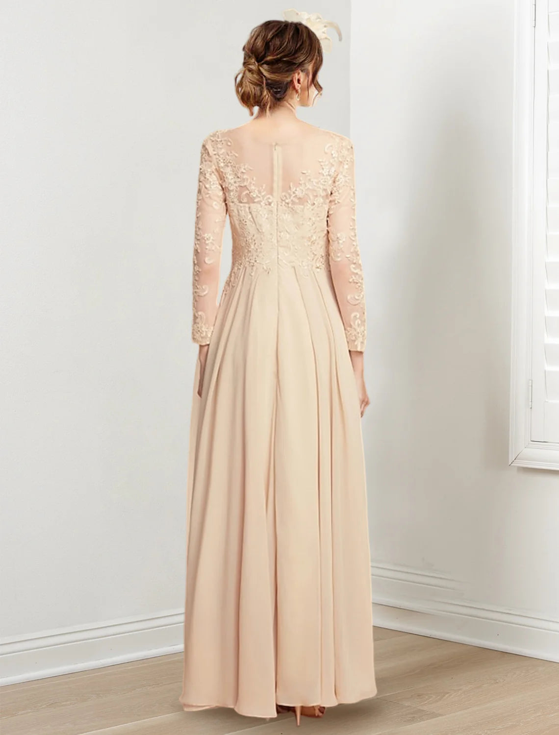 A-Line Maxi Mother of the Bride Dress with Jewel Neck