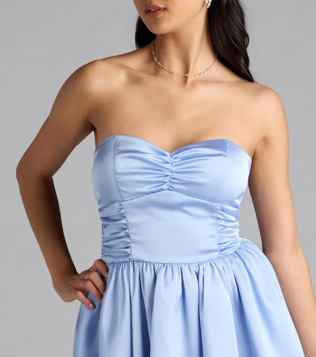 LD off shoulder collar sleeveless strapless backless short Homecoming Dresses