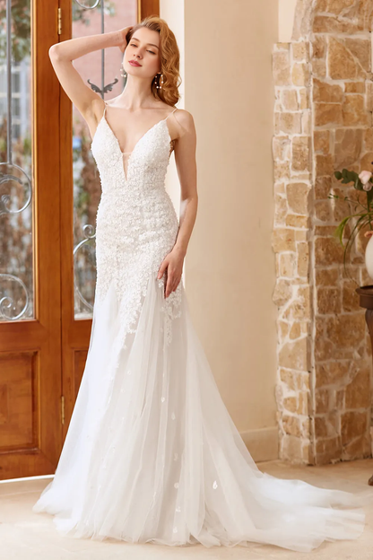 Fish tail style Chruch Sweet trailing wedding dress