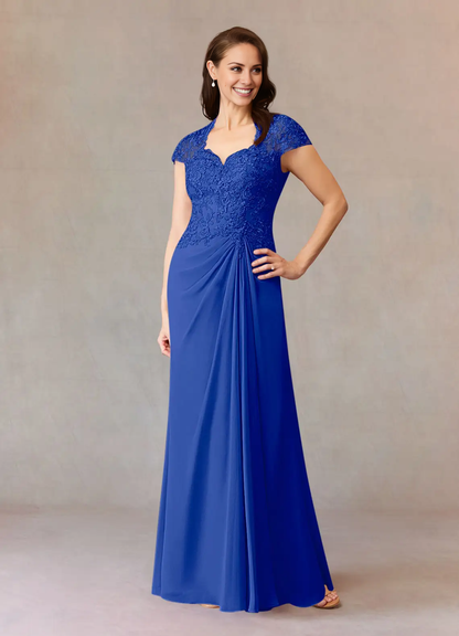 A-line evening gown lace chiffon dress mothers of the bride dresses