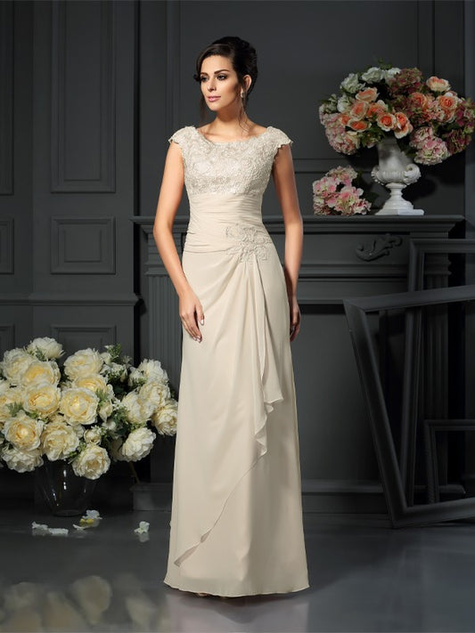 A-Line Chiffon Scoop Sleeveless Floor-Length With Lace Mother of the Bride Dresses