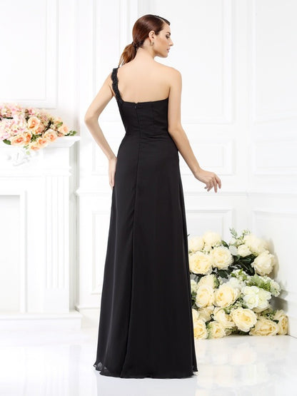 A-Line/Princess One-Shoulder Sleeveless Pleats Short  Woven Satin Bridesmaid Dresses