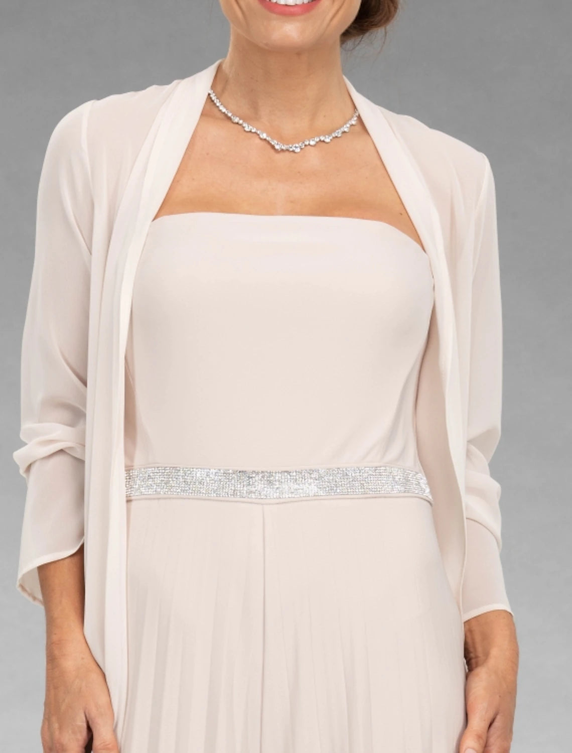 Two Piece Jumpsuits Mother of the Bride Dress Wedding Guest Elegant 3/4 Sleeve with Jacket Dresses Chiffon Sweetheart Floor Length Sash / Ribbon Pleats Wrap Included