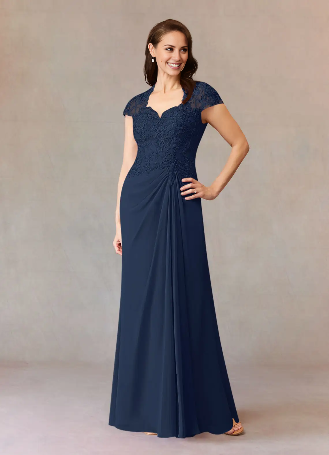 A-line evening gown lace chiffon dress mothers of the bride dresses