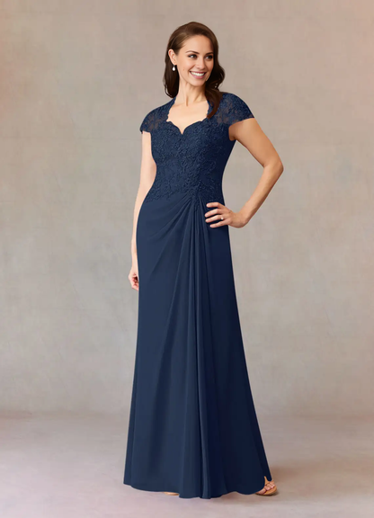 A-line evening gown lace chiffon dress mothers of the bride dresses