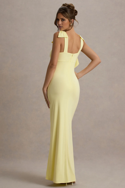 LD - Mermaid Bareback Bow Strap and Ground length Prom Dress
