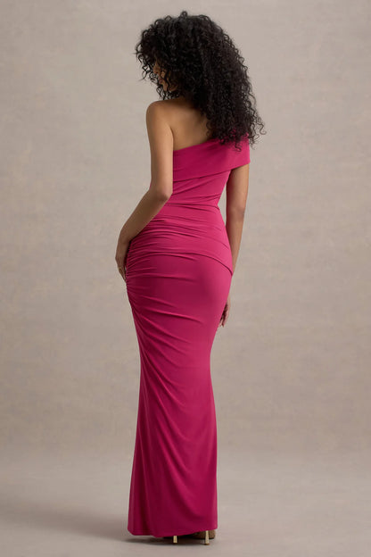 LD - One shoulder collar mermaid and floor length Prom dress