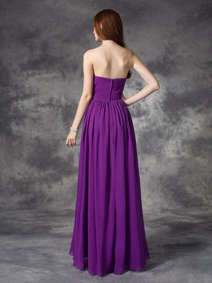A-Line Chiffon Sweetheart Sleeveless Asymmetrical With Ruffles Bridesmaid Dresses