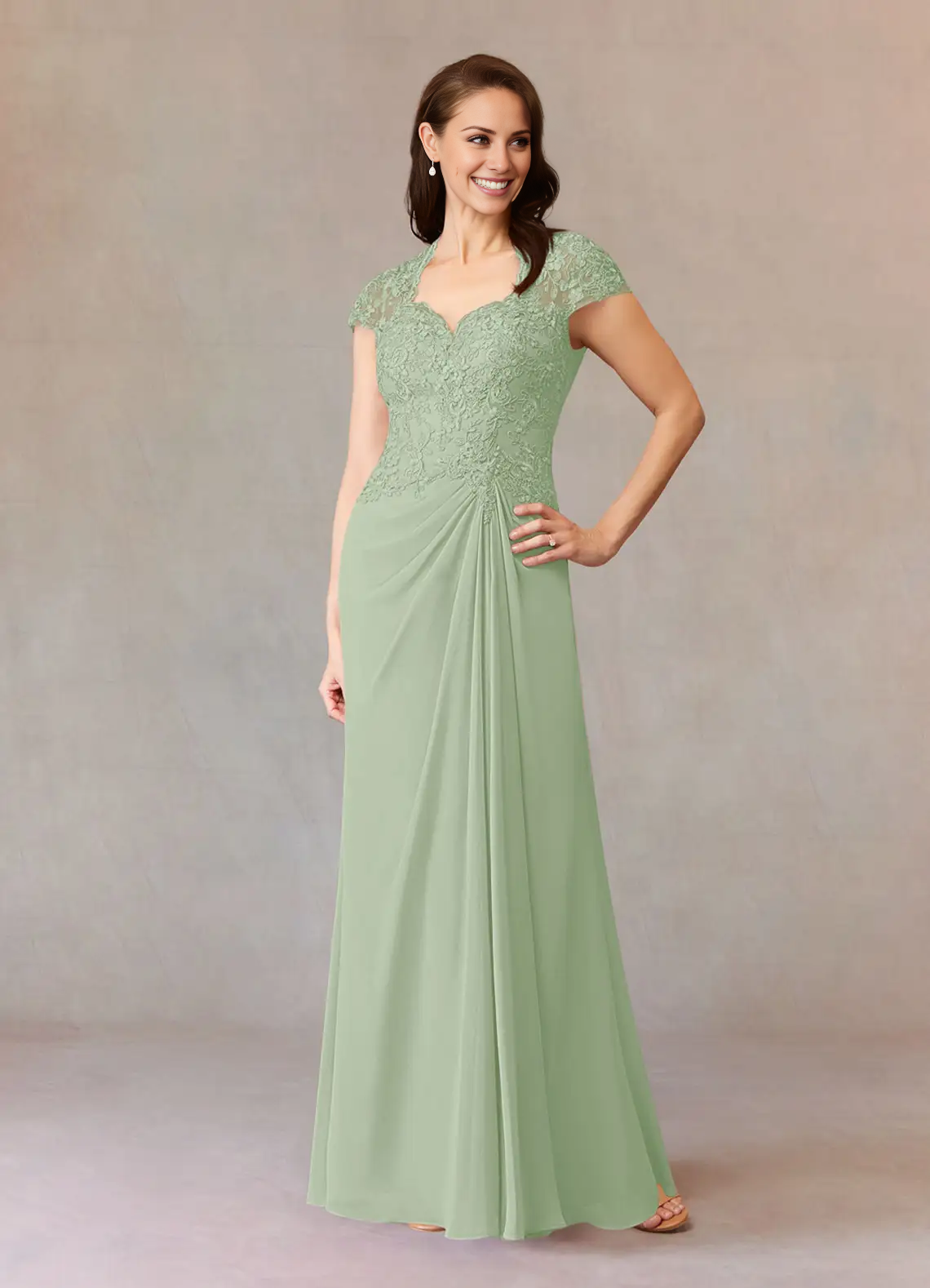 A-line evening gown lace chiffon dress mothers of the bride dresses