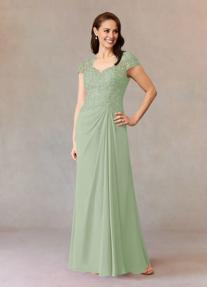 A-line evening gown lace chiffon dress mothers of the bride dresses
