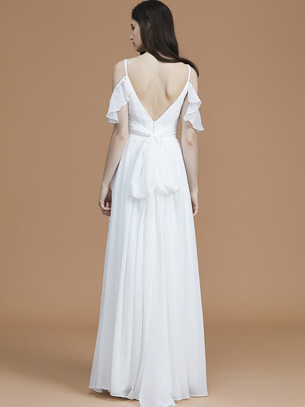 A-Line/Princess Sweetheart Hand-Made Flower Sleeveless High Low Chiffon Bridesmaid Dresses
