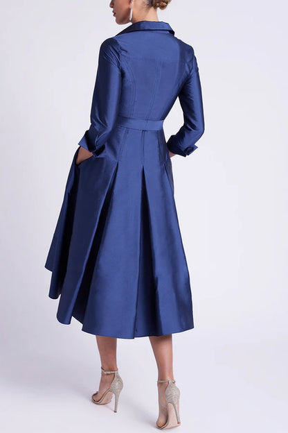 Satin A-Line Empire Tea Length Mother of the Bride Dress