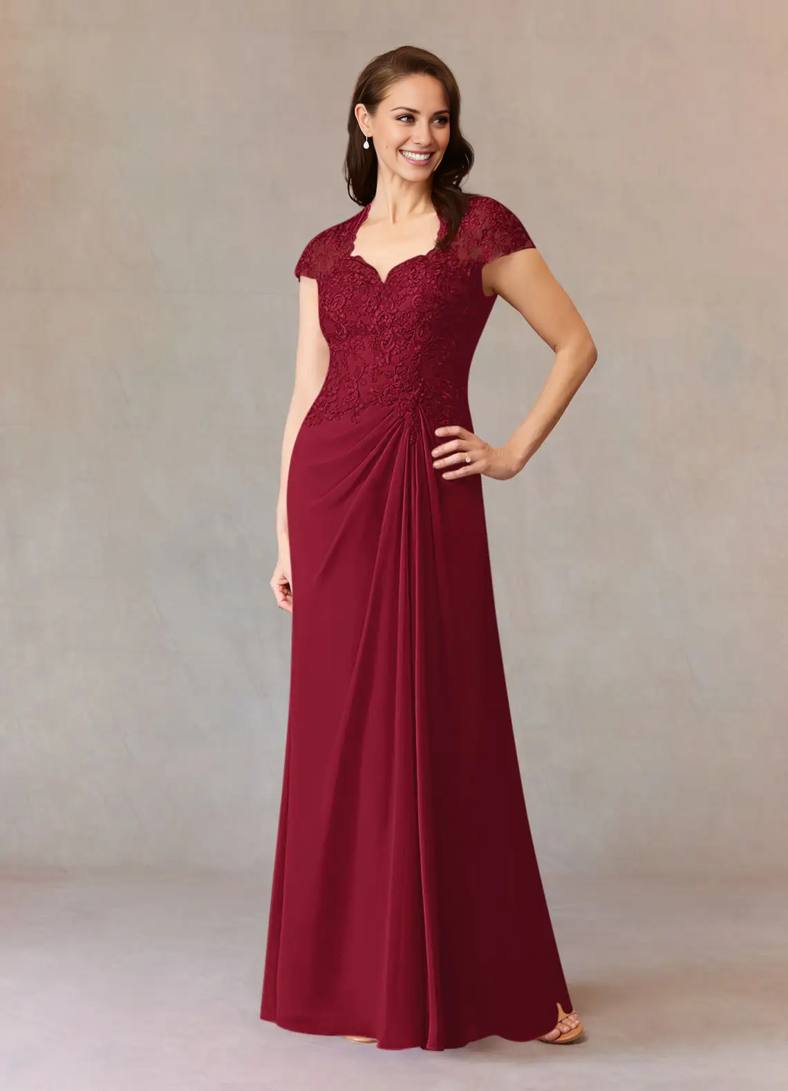 A-line evening gown lace chiffon dress mothers of the bride dresses