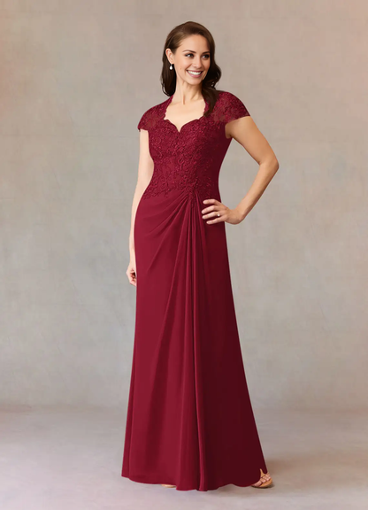 A-line evening gown lace chiffon dress mothers of the bride dresses