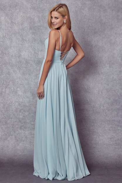 LD - A-line V-neck sleeveless dreamy sweetheart and floor length evening dress
