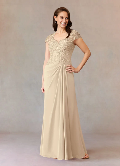 A-line evening gown lace chiffon dress mothers of the bride dresses