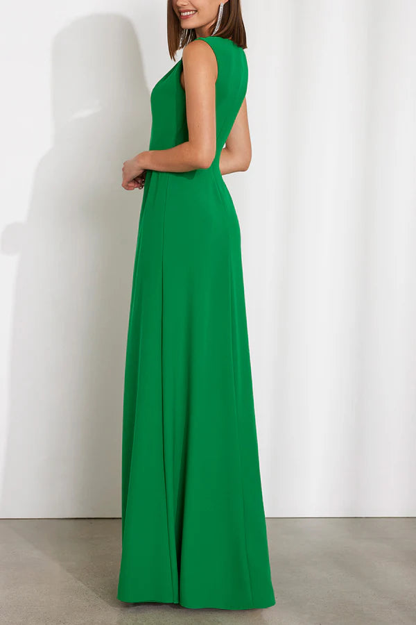 Simple and casual circular sleeveless mop mother of the bride dress