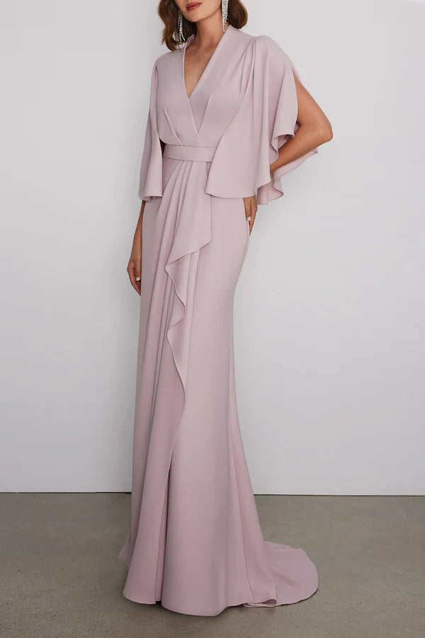Leisure V-neck Empire ruffled edge mother of the bride dress