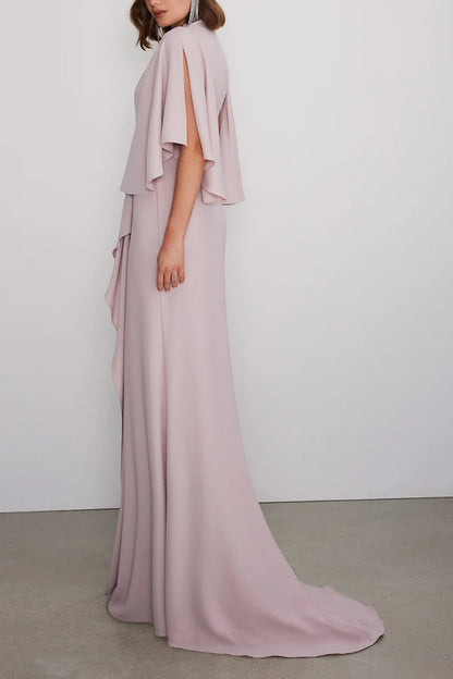 Leisure V-neck Empire ruffled edge mother of the bride dress
