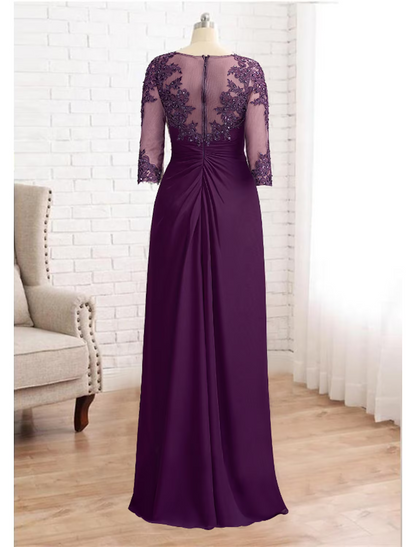A-Line Mother of the Bride Dress Wedding Guest Elegant High Low Scoop Neck Asymmetrical Satin Lace Short Sleeve with Bow(s) Pleats Appliques
