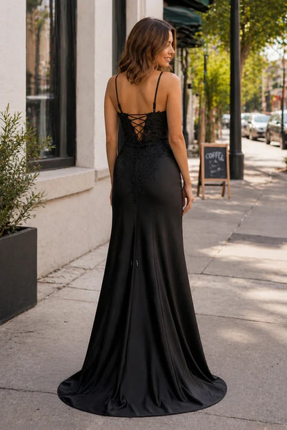 Alluring Satin Mermaid Sweetheart Spaghetti Straps Lace-Up Back Floor-Length Evening Dresses