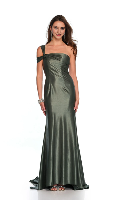 Asymmetric collar off shoulder sleeveless backless and floor length evening dress