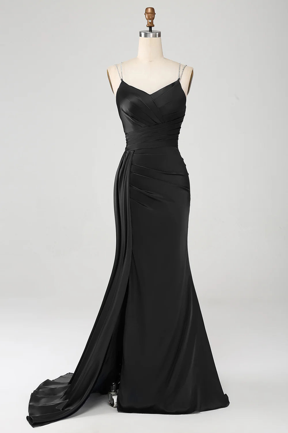 Navy blue fishtail thin shoulder strap pleated tight fitting corset lo LD Dress Navy blue fishtail thin shoulder strap pleated tight fitting corset lo LD Dress