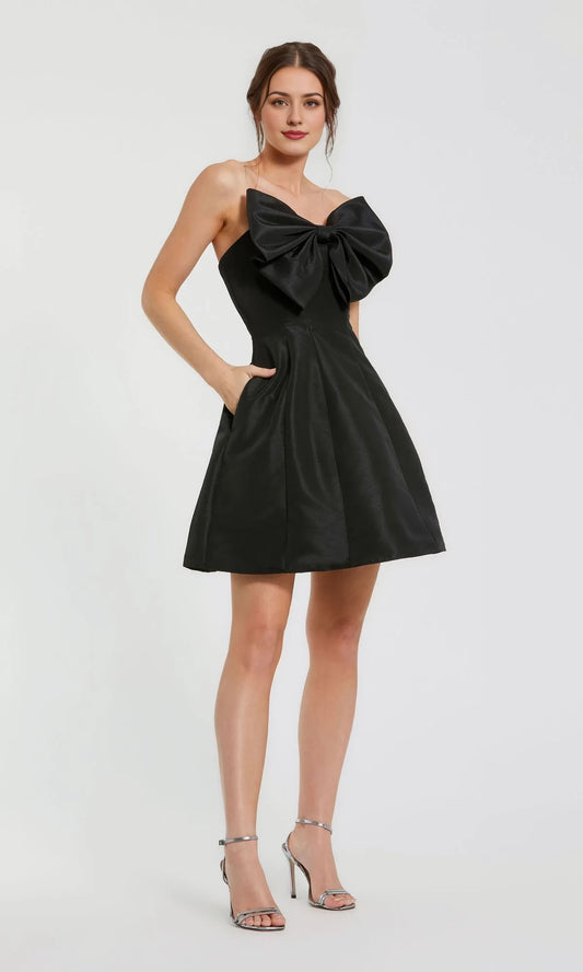 Bow collar sleeveless strapless backless short mini Homecoming dress